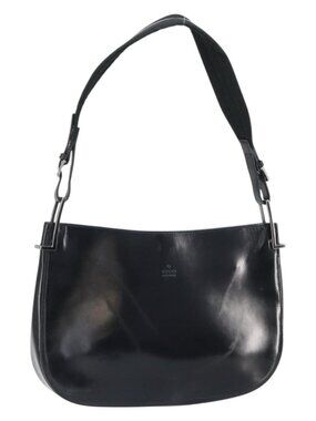 Authentic GUCCI Shoulder Bag Patent leather Black Silver 189833